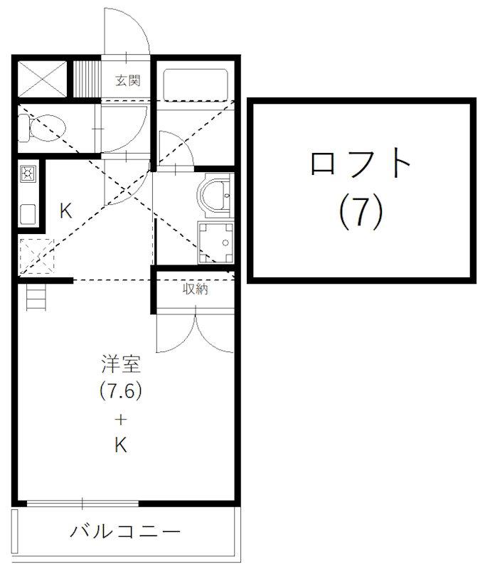 ララヒルズ PART1(ワンルーム/2階)の間取り写真