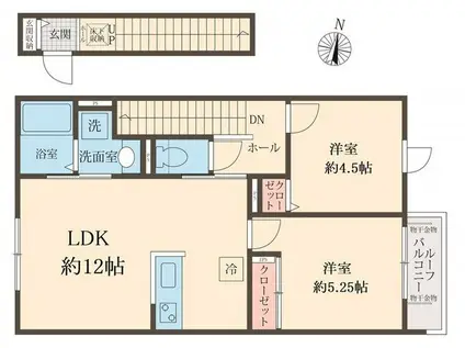 カーム カモミール(2LDK/2階)の間取り写真