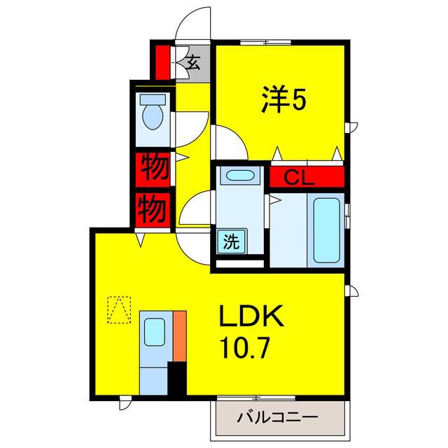 ハッピネス(1LDK/1階)の間取り写真