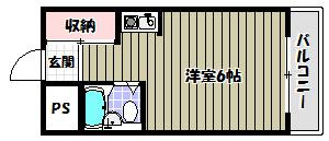 レジデンスベル(ワンルーム/2階)の間取り写真