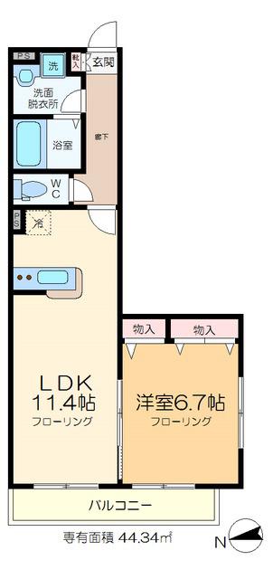 オンディーヌ グルエI(1LDK/3階)の間取り写真