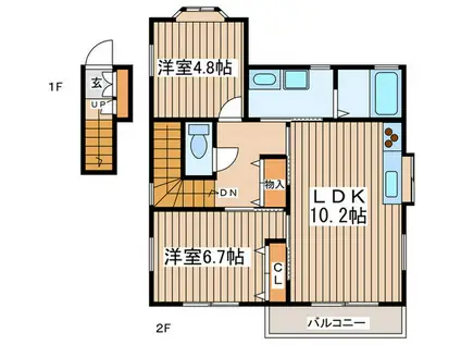 湘光ヴィラ(2LDK/2階)の間取り写真