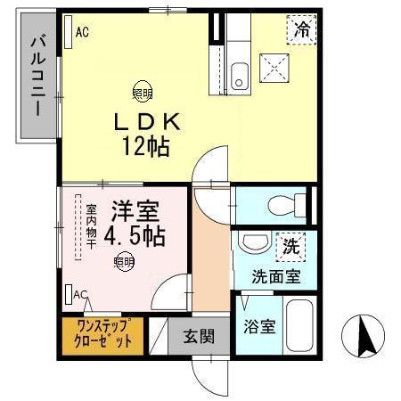 シャルマンコート豊中(1LDK/1階)の間取り写真