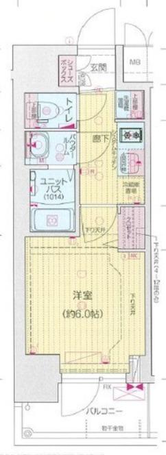 プレサンス松屋町ヴィゴラス(1K/8階)の間取り写真