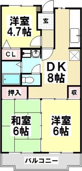 ツイン青山 北館(3DK/2階)の間取り写真