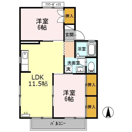 セジュールおおはし(2LDK/1階)の間取り写真