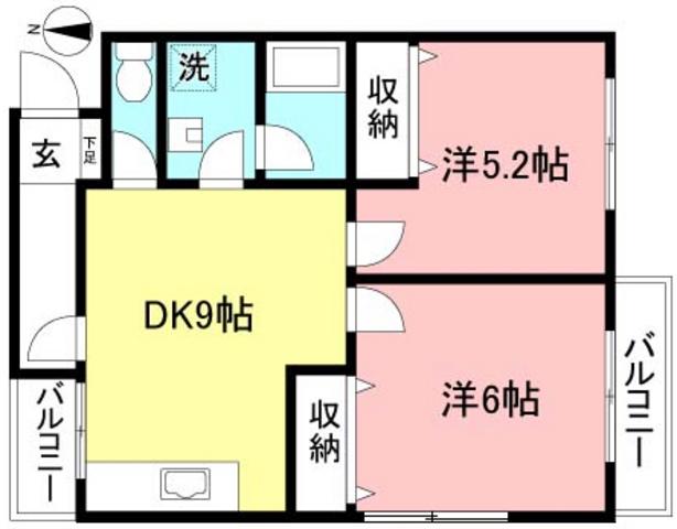 サンフォレスト(2DK/2階)の間取り写真