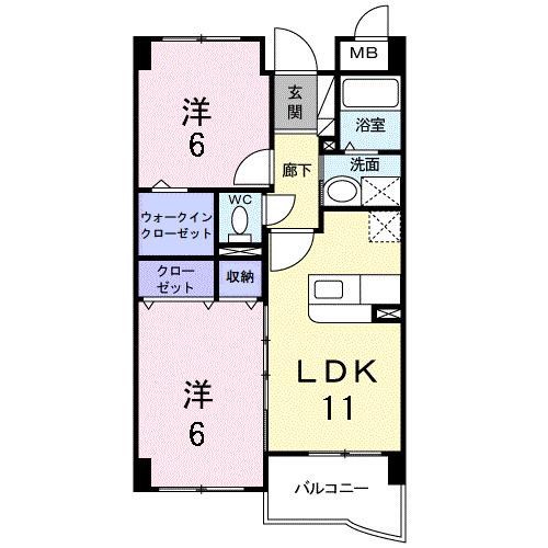 ハイツシンフォニー(2LDK/2階)の間取り写真