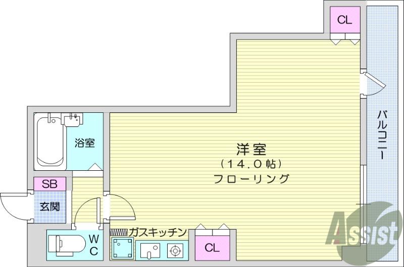 グランテラス柏木(ワンルーム/4階)の間取り写真