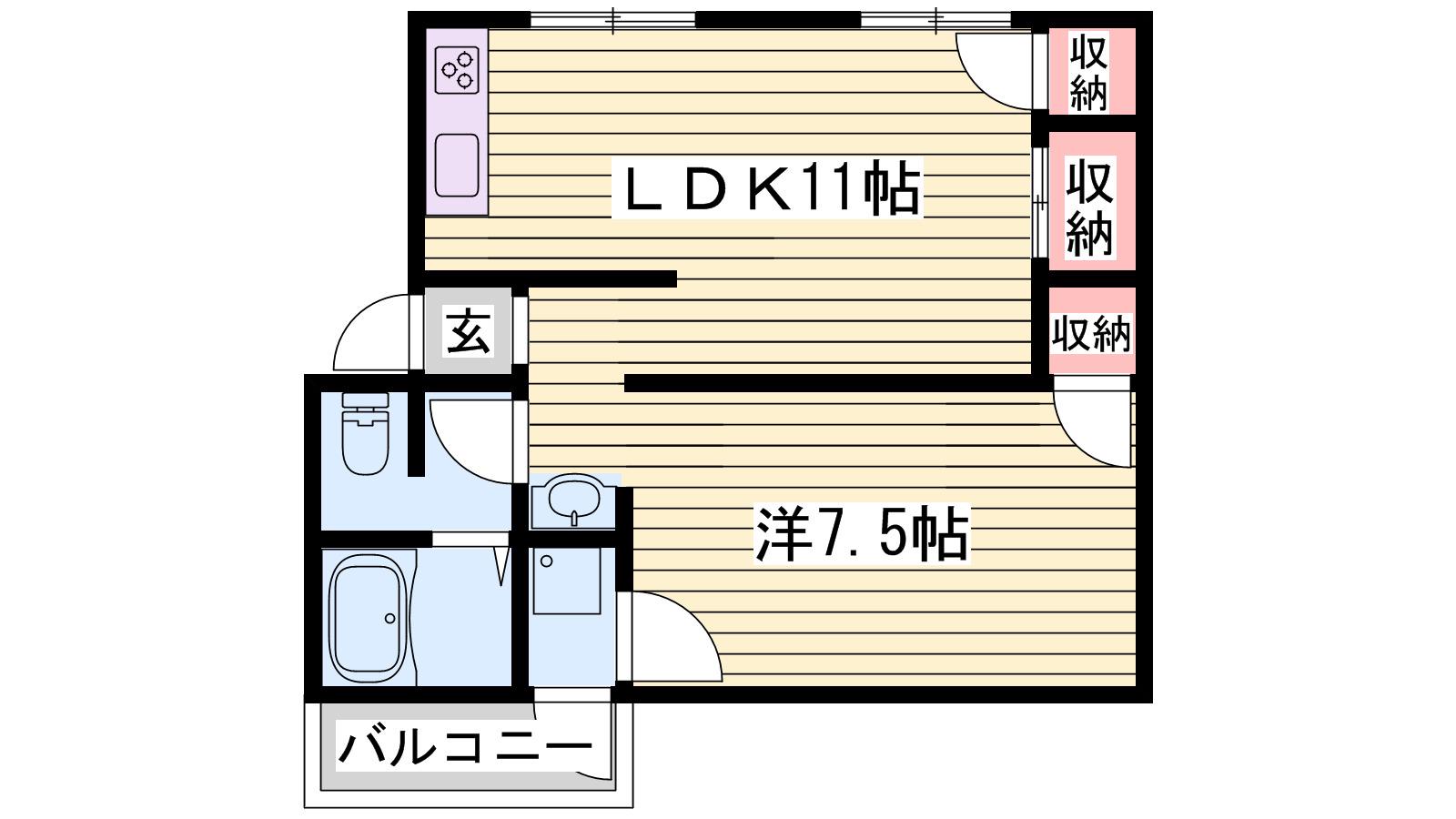 SISA野里I(1LDK/1階)の間取り写真