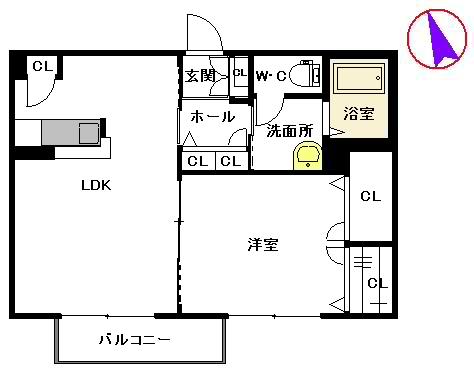ルーンルディーI(1LDK/2階)の間取り写真
