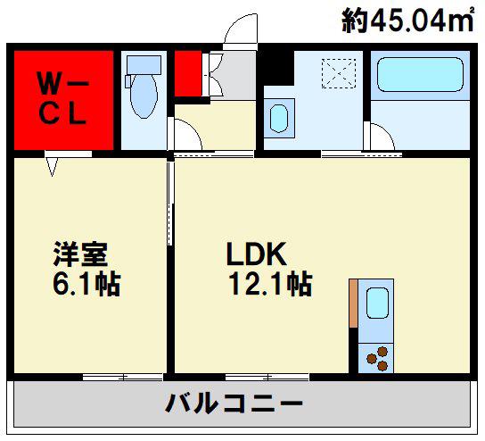 D-ROOM原町(1LDK/2階)の間取り写真