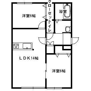 レフィナード旭町(2LDK/1階)の間取り写真