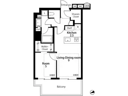 PARK CITY OSAKI THE RESIDENCE(1LDK/7階)の間取り写真