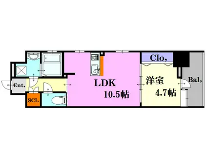 LIFEMENTK小網町(1LDK/8階)の間取り写真