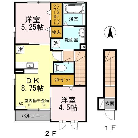 ル・アンジュ(2DK/2階)の間取り写真