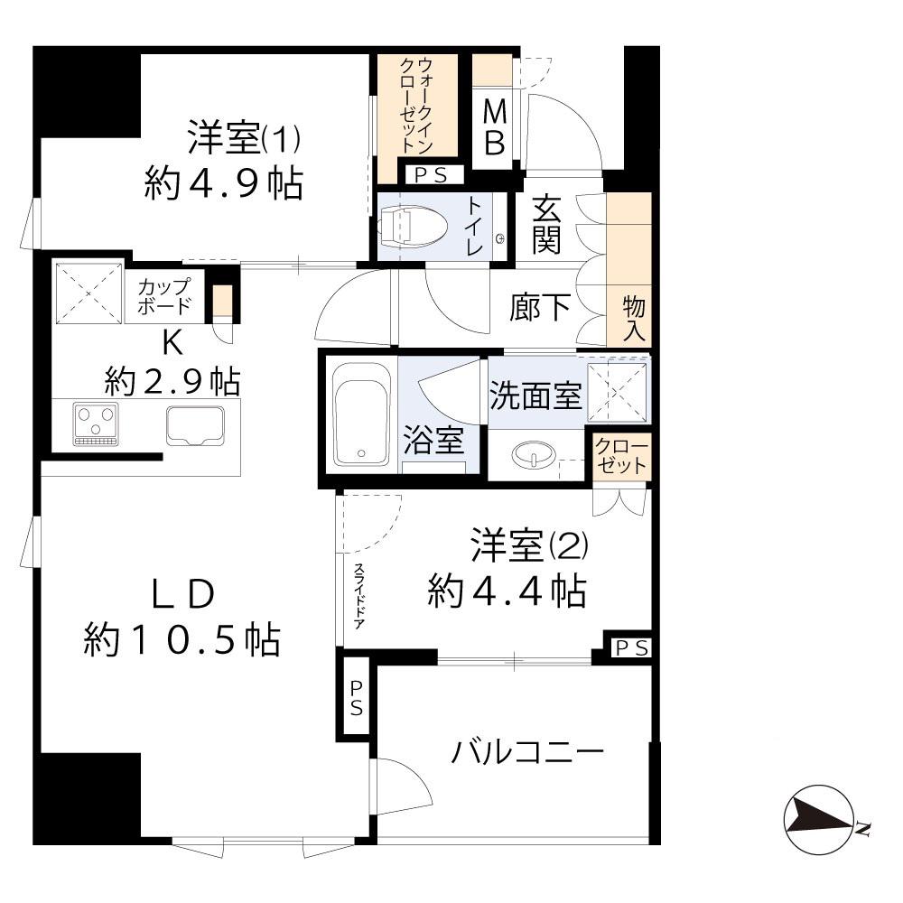 BRILLIA 本郷(2LDK/12階)の間取り写真