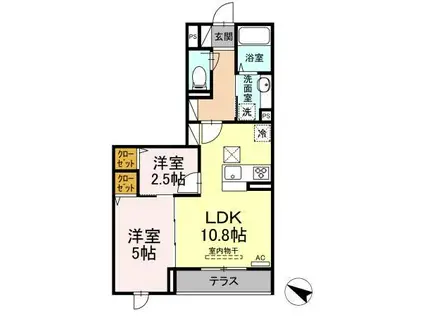 アヴァンス北烏山(2LDK/1階)の間取り写真