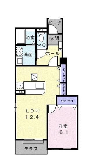 セレノI(1LDK/1階)の間取り写真