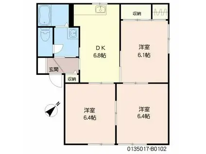 フォーレス神崎  B棟(3DK/1階)の間取り写真