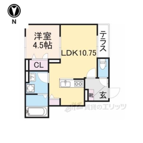 コージーフラット(1LDK/1階)の間取り写真