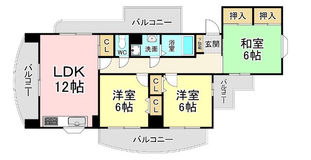 アーバンパレス小倉II(3LDK/4階)の間取り写真