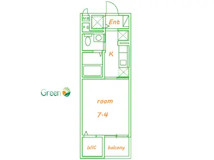 ルミエール Y(1K/2階)の間取り写真