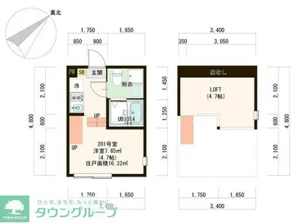 ハーモニーテラス三園IV(ワンルーム/2階)の間取り写真