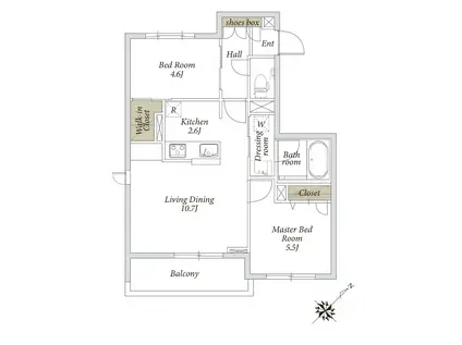 LA GLYCINE(2LDK/2階)の間取り写真