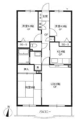 アーバンハイム成城III(3LDK/1階)の間取り写真