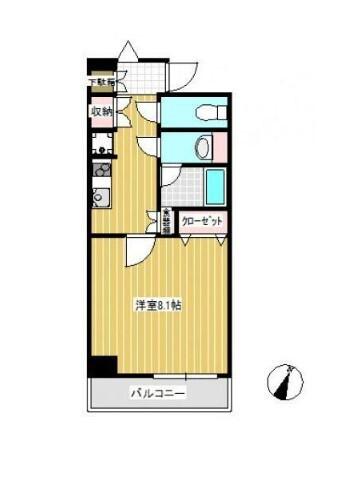 SAIKYO SAKURAGI BL(1K/8階)の間取り写真
