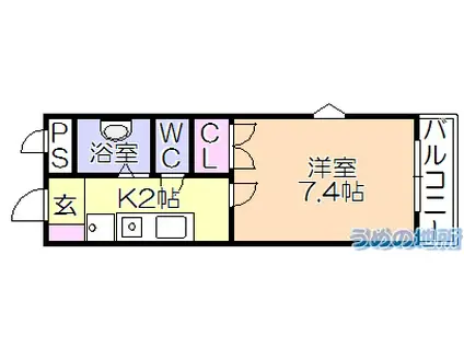 ペルレパークB(1K/3階)の間取り写真