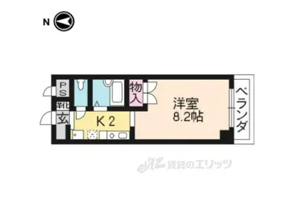 レジデンス倭(1K/2階)の間取り写真