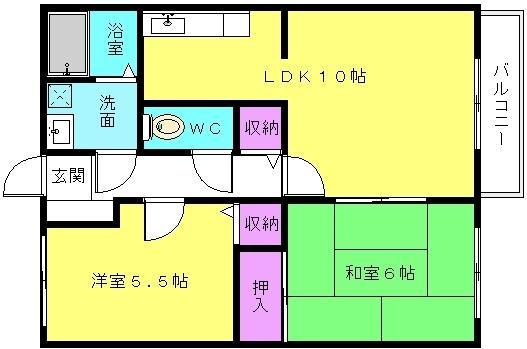 サンシティキタマチC(2LDK/2階)の間取り写真