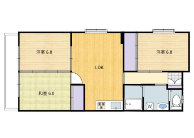 リビエール西坂(3LDK/2階)の間取り写真