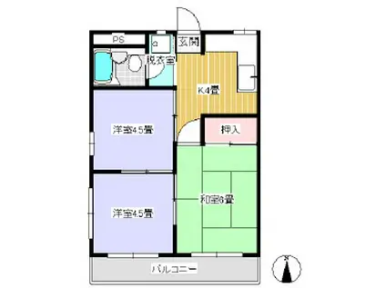 サクラハイツ鳴瀬(3K/2階)の間取り写真