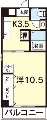 ジャスミンハイツ万代町(1K/3階)の間取り写真