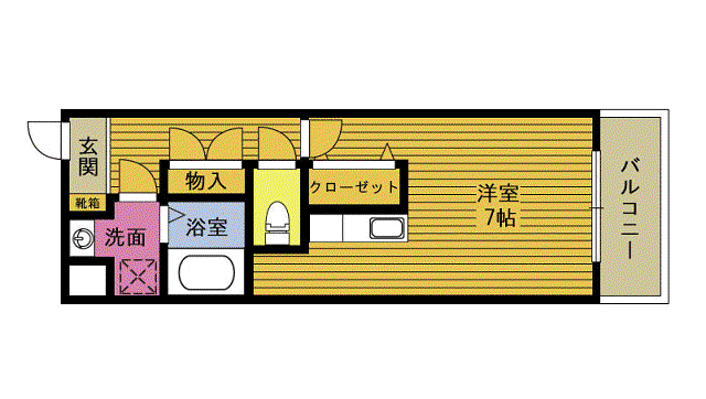 アンソレイエK(ワンルーム/1階)の間取り写真