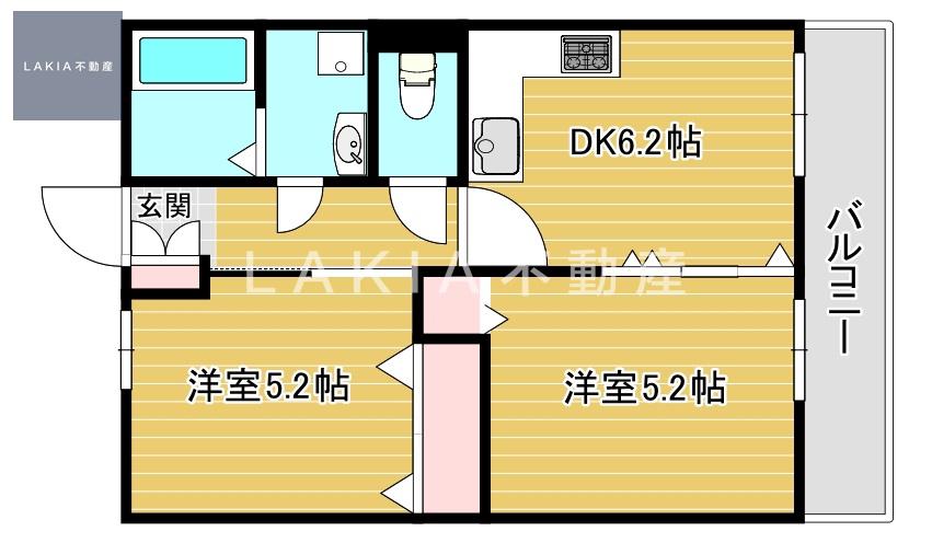 ジェイグラン桜川(1SDK/2階)の間取り写真