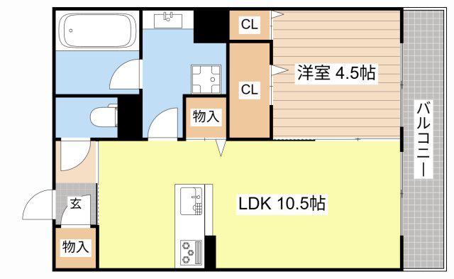 クレア長浜STA(1LDK/1階)の間取り写真
