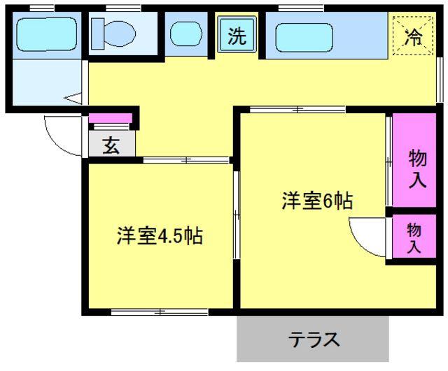STハーモニー(2DK/1階)の間取り写真