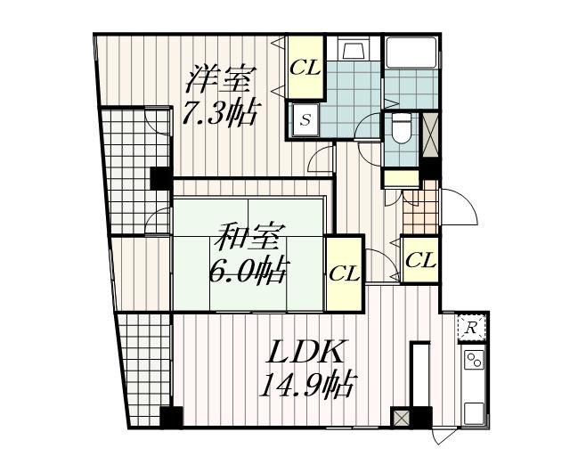 WILLDO本千葉(2LDK/4階)の間取り写真