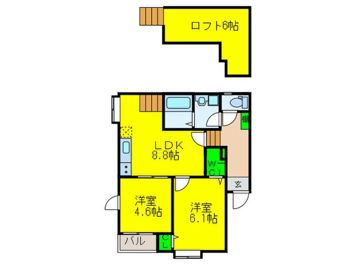 ソレイユ・巧(2LDK/2階)の間取り写真