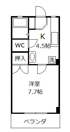 島野ハイツ(1K/2階)の間取り写真