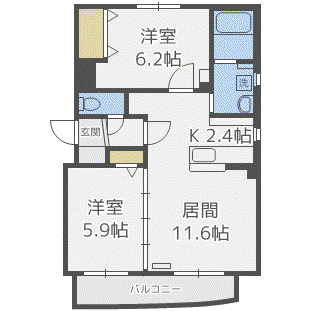 キュート平和通(2LDK/1階)の間取り写真