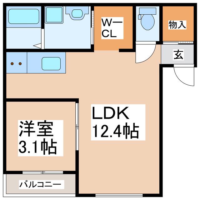 MAJOR大津(1LDK/2階)の間取り写真