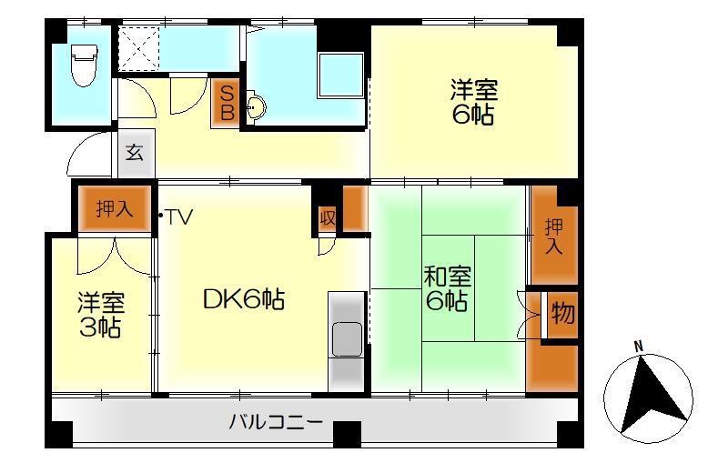 平岡ビル(3DK/3階)の間取り写真