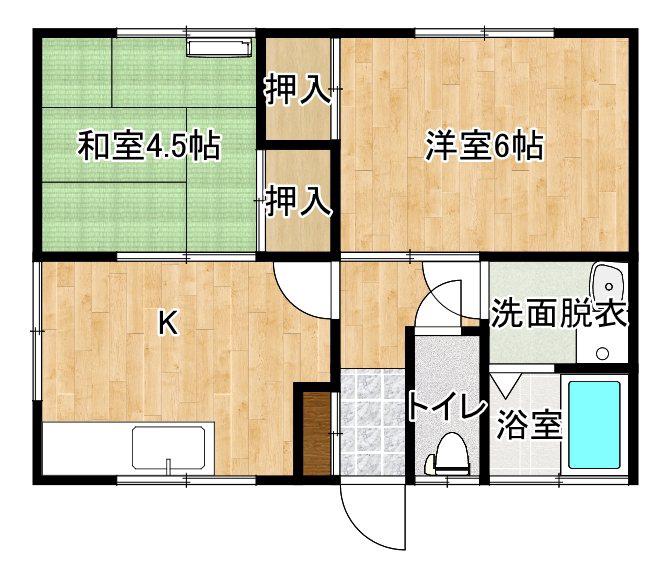 大地荘(2DK/1階)の間取り写真