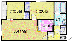 マンダリン恵み野(2LDK/4階)の間取り写真