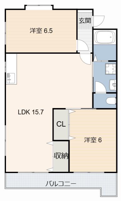 TMビル(2LDK/2階)の間取り写真